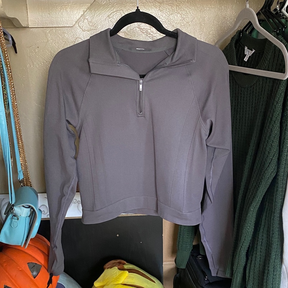 Gray Women's Quarter-Zip work out jacket